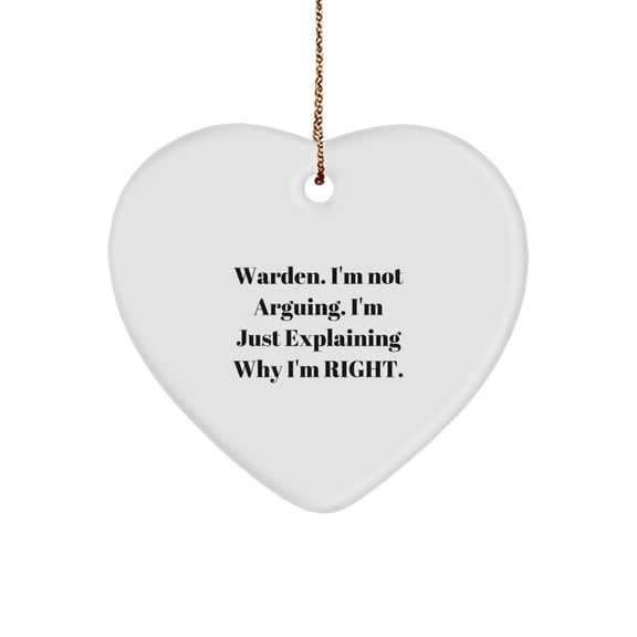Warden Funny Heart Ornament Gifts from Friends and Family for Christmas Unique Presents