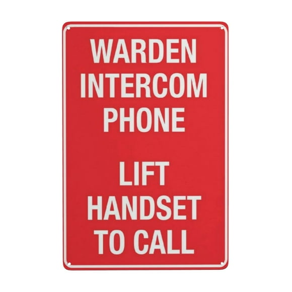 Warden Intercom Phone Lift Handset To Call Sign Tin Sign Warning Metal Sign Vintage Sign Wall Decor for Home Farm Bar Coffee Shop Club Decoration 8x12 Inch