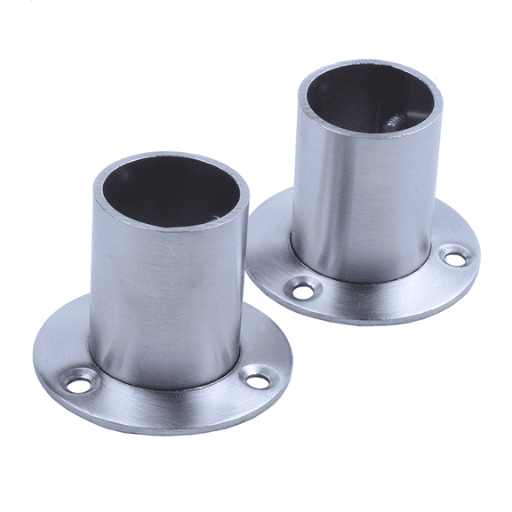 Wardrobe 25mm Tube Stainless Steel Rail Rod End Support Bracket 12Pcs,12 x Wardrobe Rail Support,Silver