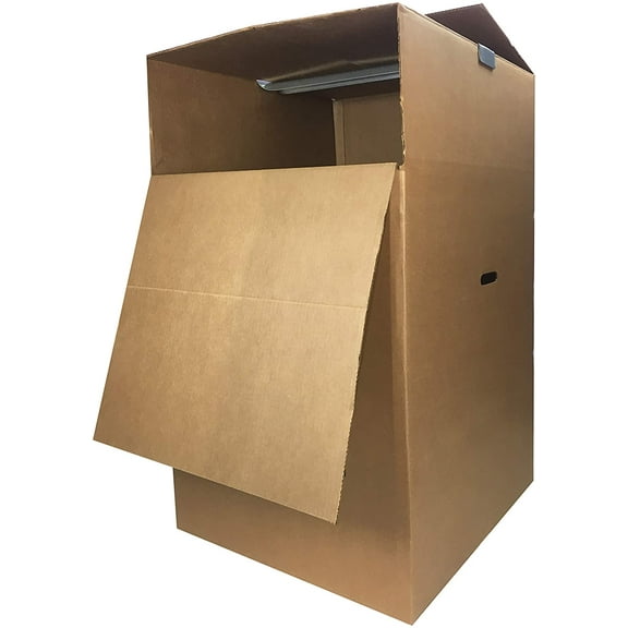 Wardrobe Boxes - Qty: Wardrobe Moving Boxes, Clothing Moving Boxes With Bar, Corrugated Boxes, Brown
