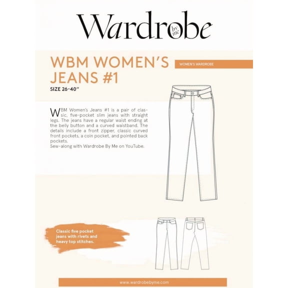 Wardrobe By Me Paper Sewing Pattern Womens Five Pocket Jeans - Trousers for Women