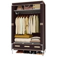 thumbnail image 1 of Wardrobe Closet with 3 Storage Drawers for Rentals, Dorms, Bedrooms, 67 Inches Tall hanging Closet Organizers and Storage with Hanging Space for Coats and Bags, Dark Coffee, 1 of 11