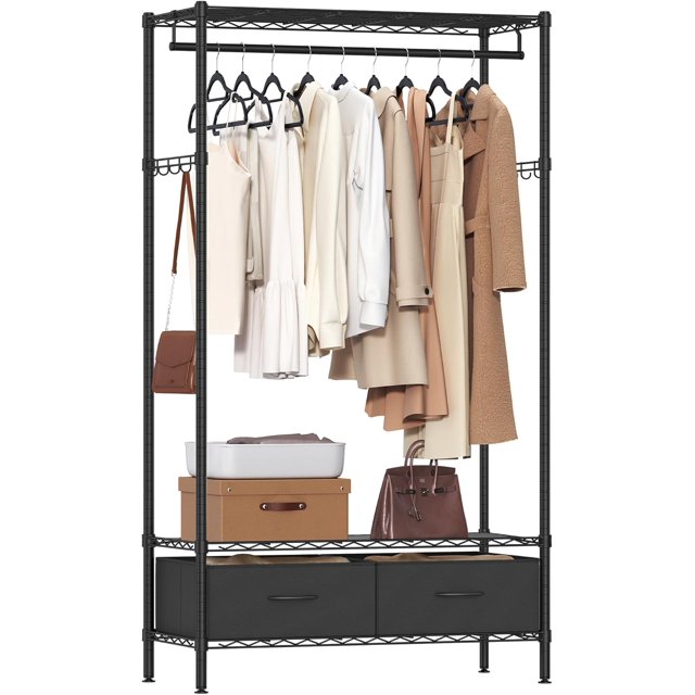Wardrobe Closet, HeavyDuty Portable Closet,Clothing Rack with Mesh