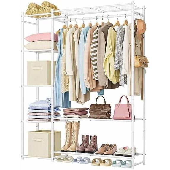 Wardrobe Closet,Portable Clothes Rack with 4 Tiers Shelves,Freestanding ...