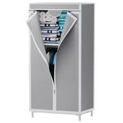 Hanging Closet Organizer, Durable Portable Closet，Wardrobe With Full-Cover Dustproof Cover for Bedroom, Apartment, Dorm, Light Gray