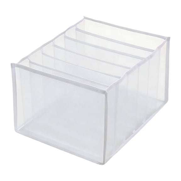 Wardrobe Clothes Organizer – 7 Grids Foldable Mesh Drawer Organizer for Jeans, Underwear, T-Shirts, Socks, and More, Washable Closet Storage Box for Closet & Drawer Organization, L