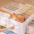 thumbnail image 1 of Wardrobe Clothes Organizer | Foldable & Washable Fabric Drawer Organizer with Support & Handle | Compartment Storage for Underwear, Socks & Accessories | White, 1 of 8