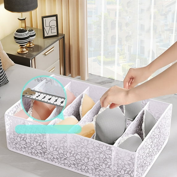 Wardrobe Clothes Organizer | Foldable & Washable Fabric Drawer Organizer with Support & Handle | Compartment Storage for Underwear, Socks & Accessories | White