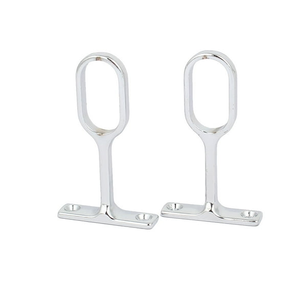 Wardrobe Cupboard Clothes Hanging Oval Pipe Rail Supports Silver Tone 2pcs