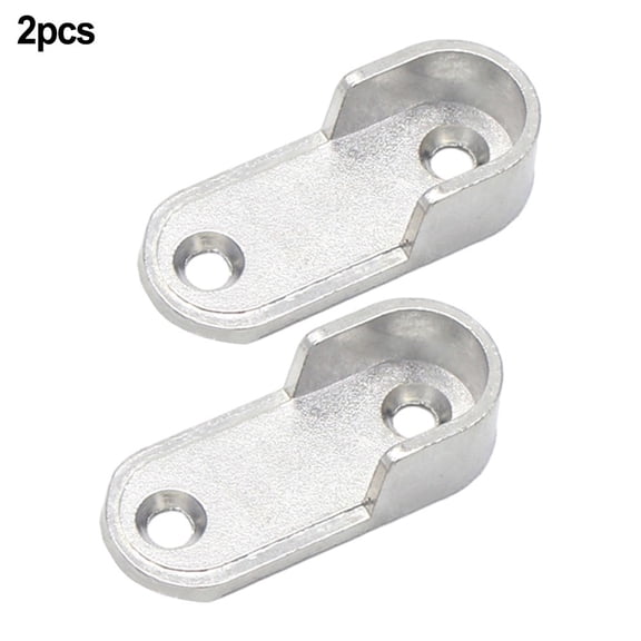 Wardrobe Pole End Support Brackets for Hanging Rails, Zinc Alloy Closet Tube Holder Designed for 16mm Diameter Round Bars with Secure Mounting Holes (2pcs)