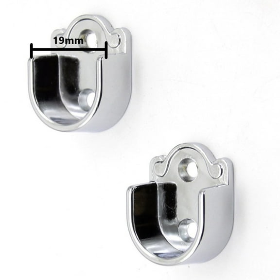 Wardrobe Rail Support Bracket Set - 2 Pcs Zinc Alloy Round End Socket Holders for Clothes Hanging Rod, Wall Mount Cabinet Hardware, Silver Tube Hanger Support for Home Closet Store Chifforobe
