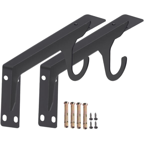 Wardrobe Rod Bracket Set Wall Mounted Closet Support, Metal Hanging Rail Holder, Storage Hooks: Space Saving Organizer for Wardrobes, Bathrooms, Balconies, Garages(Q)