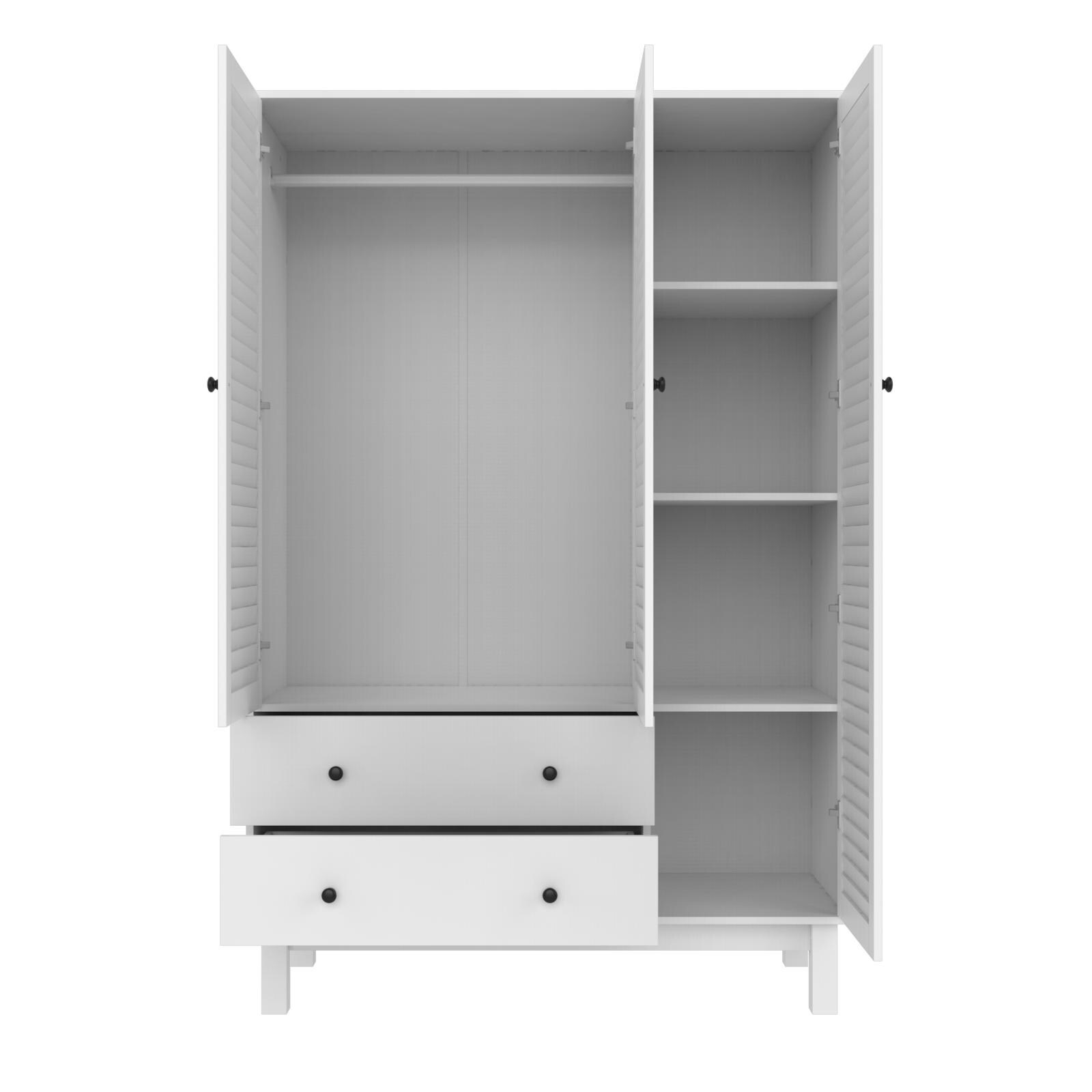 Wardrobe with Hanging Rod Armoire 3 Doors and 2 Drawers Armoire Closet