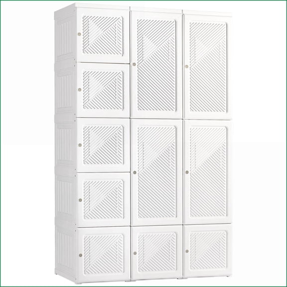 Wardrobes | HOMCOM Folding Portable Closet, 11 Cube Compartments, Hanging Rod, Magnet Doors | White | ABS