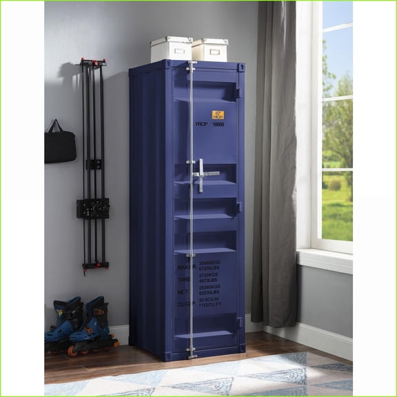 Wardrobes | Industrial Metal | Cargo Blue | Ample Storage & Hanging Rod | Metal | Blue