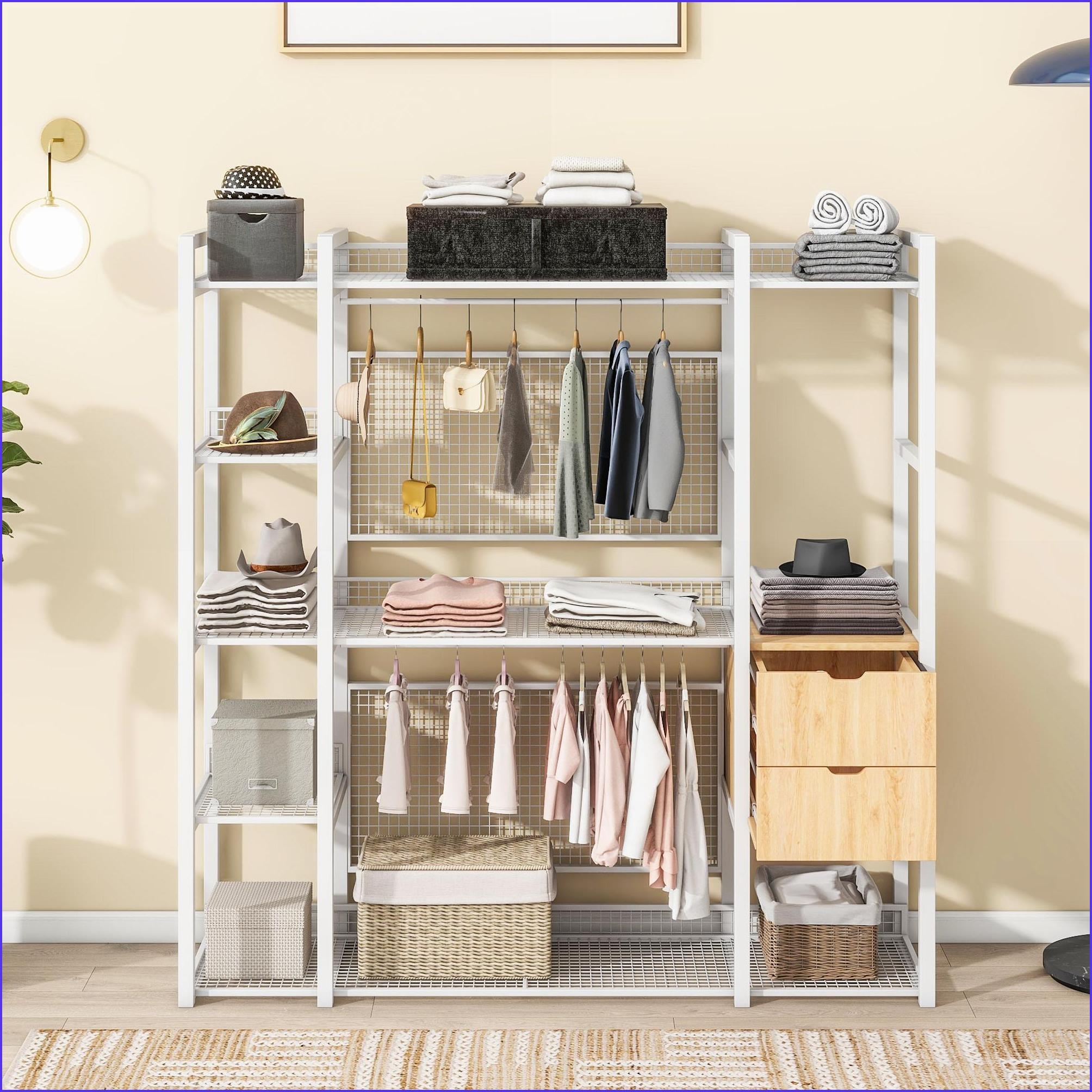 Metal Wardobe Rack Wardrobes, Modern Open-Style Metal Wardrobe with Hanging Rails, Shelves ...