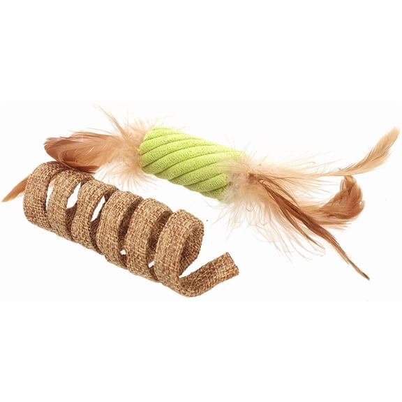Ware Manufacturing 2 Pack Of Unpredictable Spring Cat Toys With Feathers