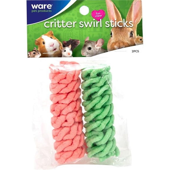 Ware Manufacturing 911484 Critter Swirl Rice Chews Sticks for Small Pets, 2 Piece