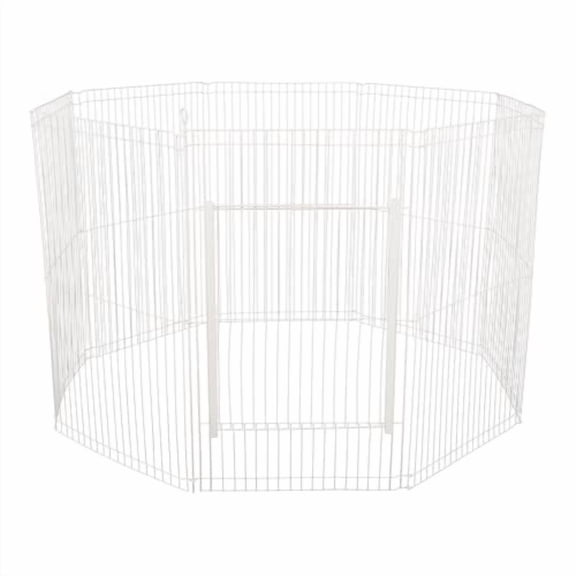 Clean Living Large Canvas 8-Panel Small Pet Playpen Cage, White