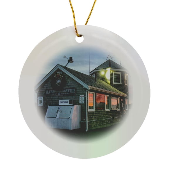 3drose, Wareham Harbormaster Building, Onset, Wareham, Massachusetts, Circle Porcelain Ornament
