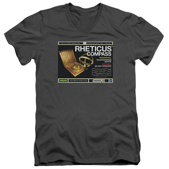 Warehouse 13 Rheticus Compass Adult V-Neck T-Shirt Charcoal