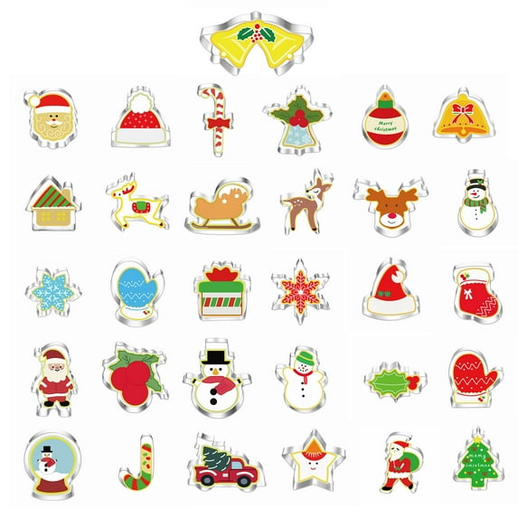 Warehouse Clearance! Chenjy Cookie Cutters Large Christmas Cookie Cutters 4" Holiday Cookie Cutters Stainless with Recipe Instruction Snowman Christmas Tree Snowflake Walmart Pallets