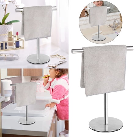 Warehouse Clearance! Hilingoto, 304 Stainless Towel Rack Bathroom Countertop Hand Wipe Rack Mobile Hotel Bathroom Shelf Silver
