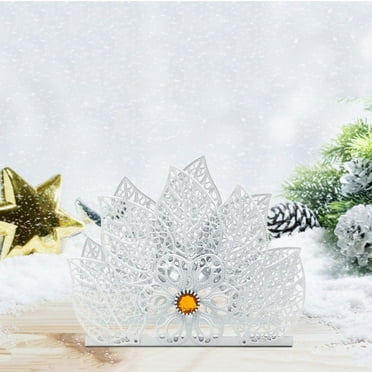 Warehouse Clearance! Hilingoto, Stainless Napkin Holder Freestanding Paper Napkin Holder Organizer Tissue Dispenser For Kitchen Countertops Dining Table Indoor & Outdoor Use White
