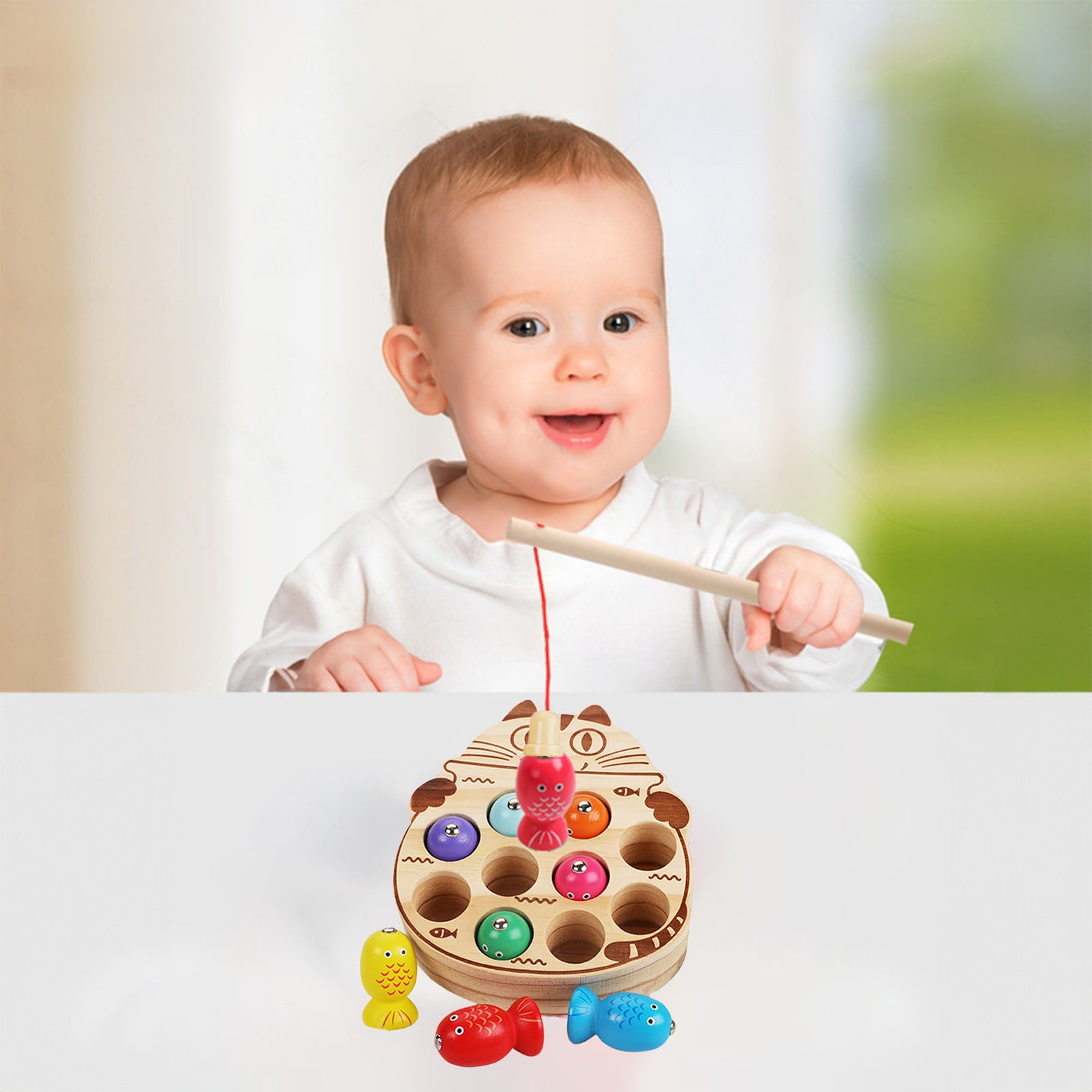 Warehouse Clearance Wooden Fishing Toy for Toddlers Develops