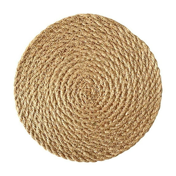 Warehouse Clearance! Round Natural Jute Placemats, Heat Resistant Farmhouse Place Mats, Natural Farmhouse Jute Braided Table Runner for Kitchen Countertops, Table, Home Decor Daily Deals