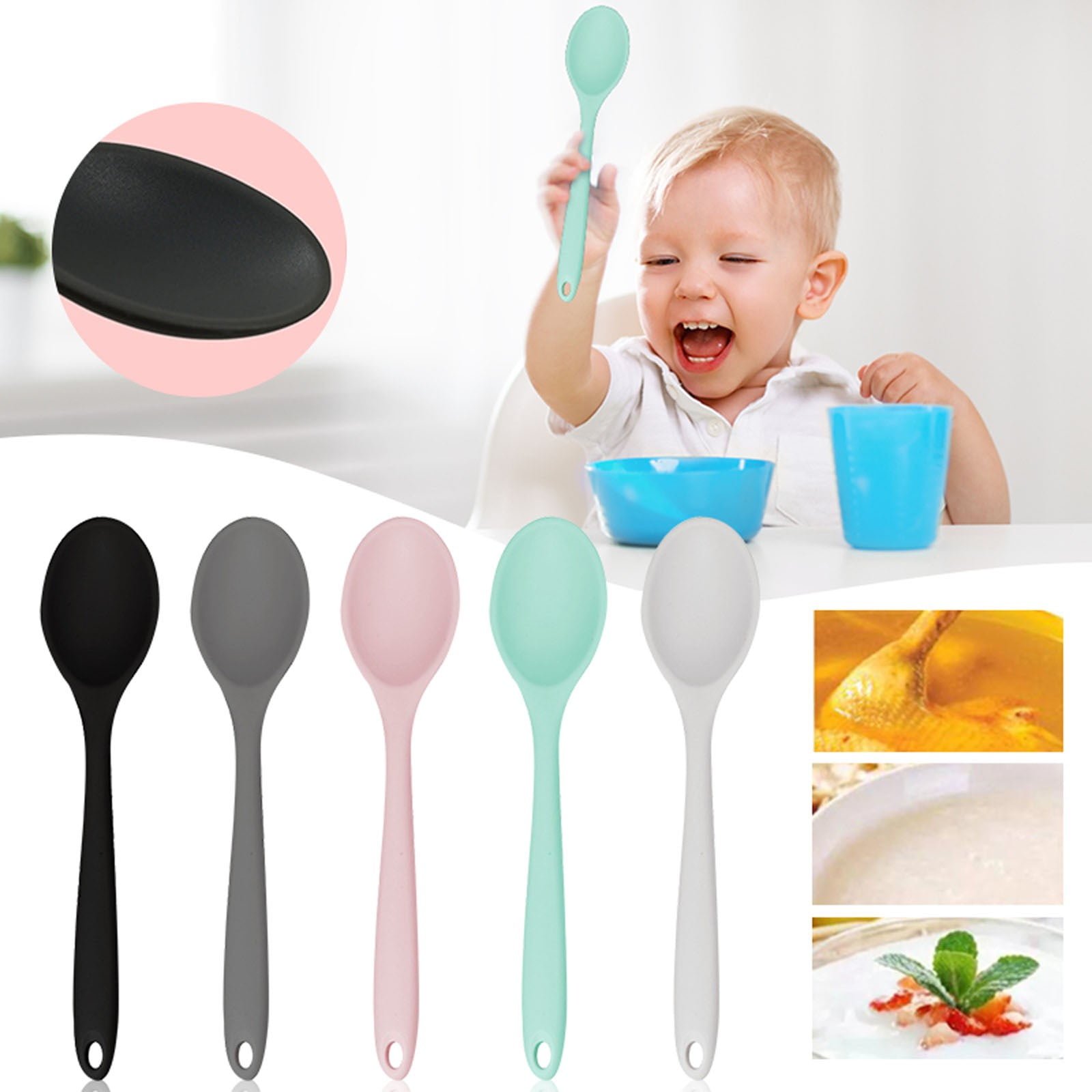 Warehouse Clearance! Small Silicone Spoons, Silicone Serving Spoon ...