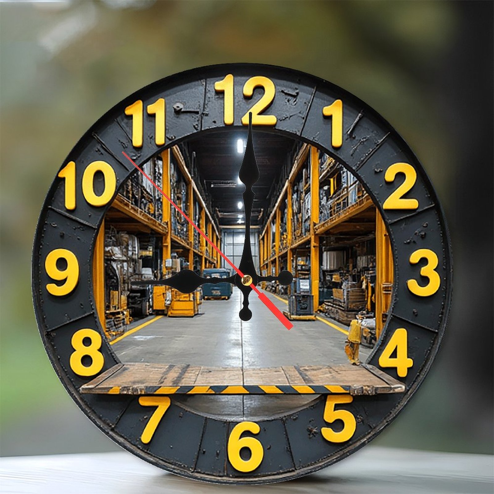 Warehouse Clock Wall Decor Industrial Style 10-Inch Silent Wooden Wall ...