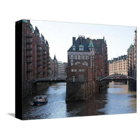 Warehouse District at Poggenmuhle, Hamburg, Germany, Europe, Transportation Stretched Canvas Wall Art by Hans Peter Merten Sold by ArtCom