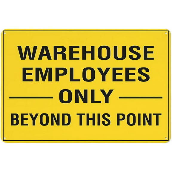 Warehouse Employees Only Beyond This Point Sign - 8"x12" Reflective Aluminum Metal Warning Signage With Symbol For Indoor Outdoor Use, Warehouse, Employee Zone