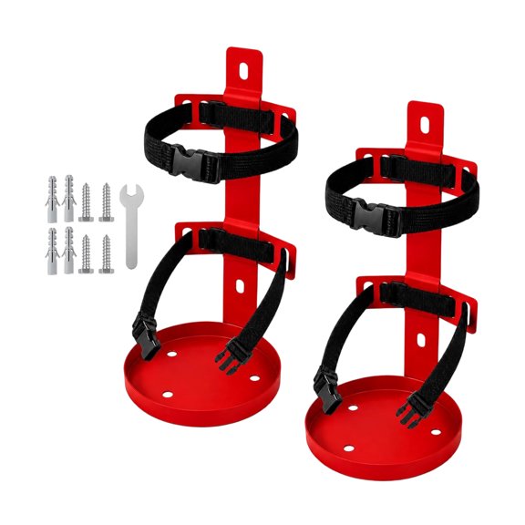 Warehouse Extinguisher Holder Rack with Adjustable Strap, 2 Pack Metal Bracket for Garage Vehicle Storage Access