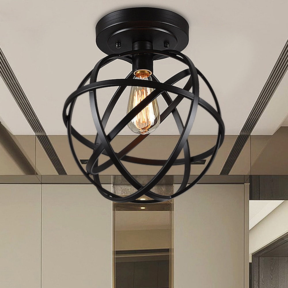 Warehouse Of Tiffany Emrael 1-Light Globe Ceiling Lamp Antique Black C1710-1
