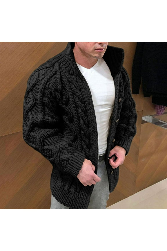Warehouse Sale Clearance Juebong Men's Fashion Warm Autumn And Winter Pure Color Wool Knitted Sweater Cardigan