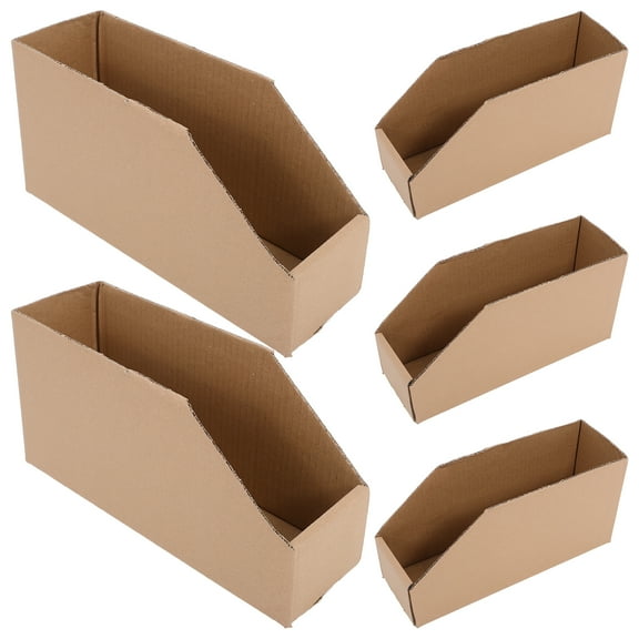 OFFIGAM 5Pcs Cardboard Storage Boxes Corrugated Cardboard Organizing General Users Display