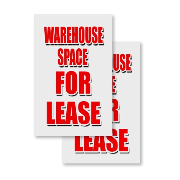 Warehouse Space For Lease (2-PACK) 24" x 36" Vinyl Decals | Sign Insert Peel & Stick Decals Stickers Window Signs
