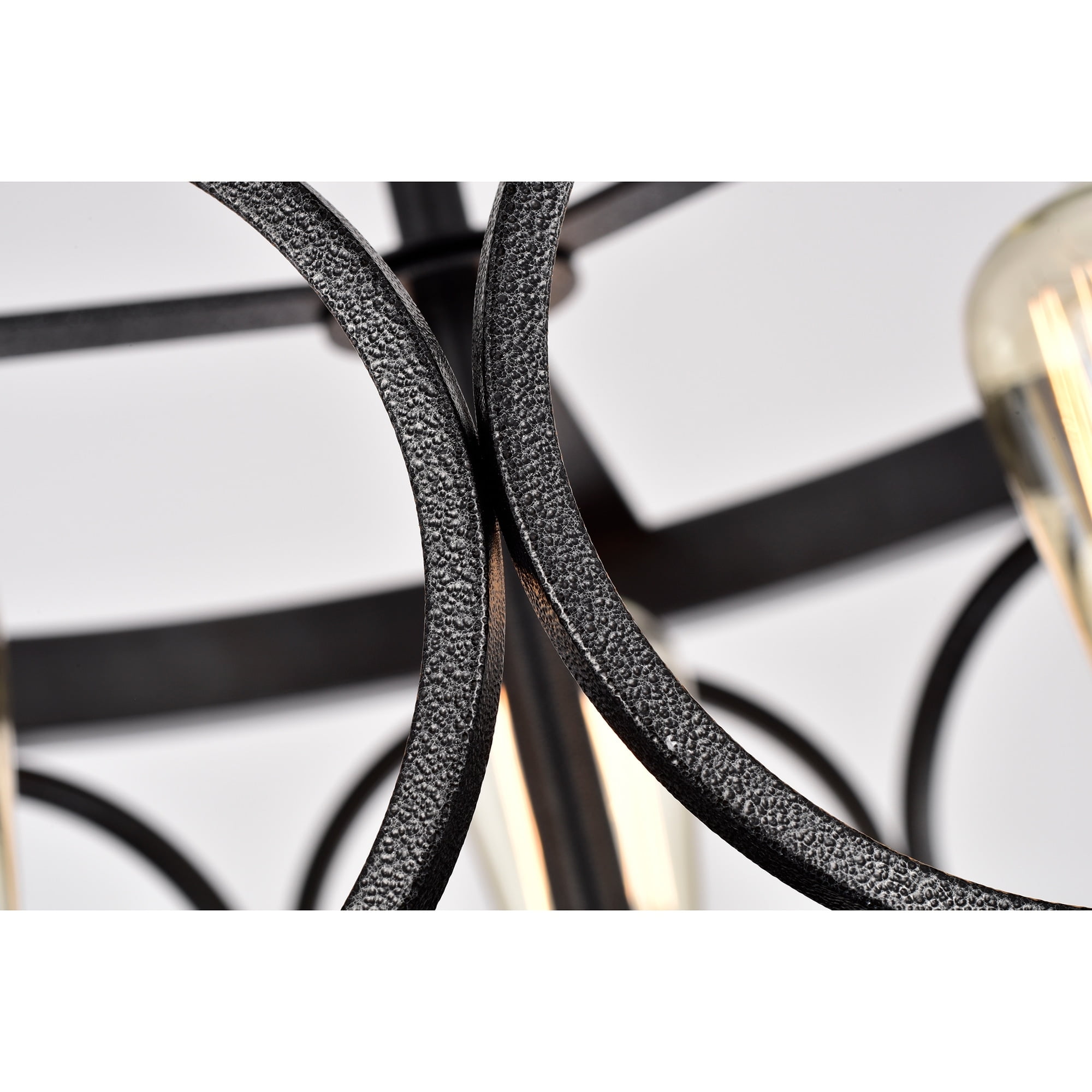 Modern Rustic 3-Light Drum Ceiling Lamp in Black and Silver