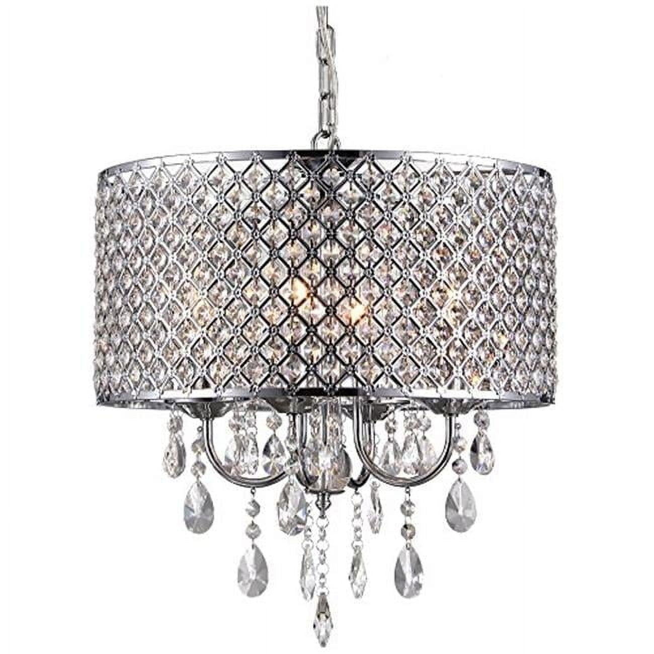 Elegant Chrome and Crystal Round Chandelier, 17 in Diameter
