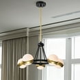thumbnail image 1 of Melite 23 in. 5-Light Indoor Matte Black and Satin Gold Finish Chandelier with Light Kit, 1 of 5