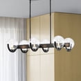 thumbnail image 1 of Warehouse of Tiffany 25" Element Matte Black 6-Light Linear Chandelier with Glass Globe Shade, 1 of 1
