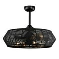 thumbnail image 1 of Warehouse of Tiffany Akasha 28 Inch Rattan Rope Fandelier 6 Light with Remote (Color Optional) Matte Black, 1 of 5