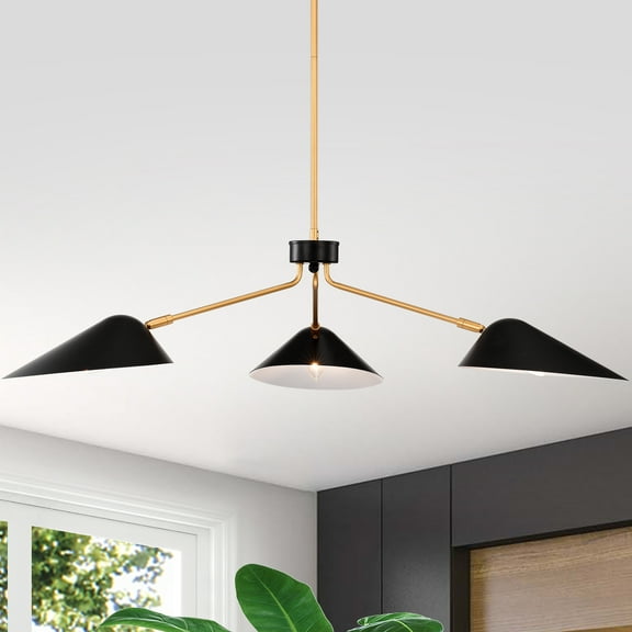 Warehouse of Tiffany 3-Light Abstract Gold and Black Metal Chandelier
