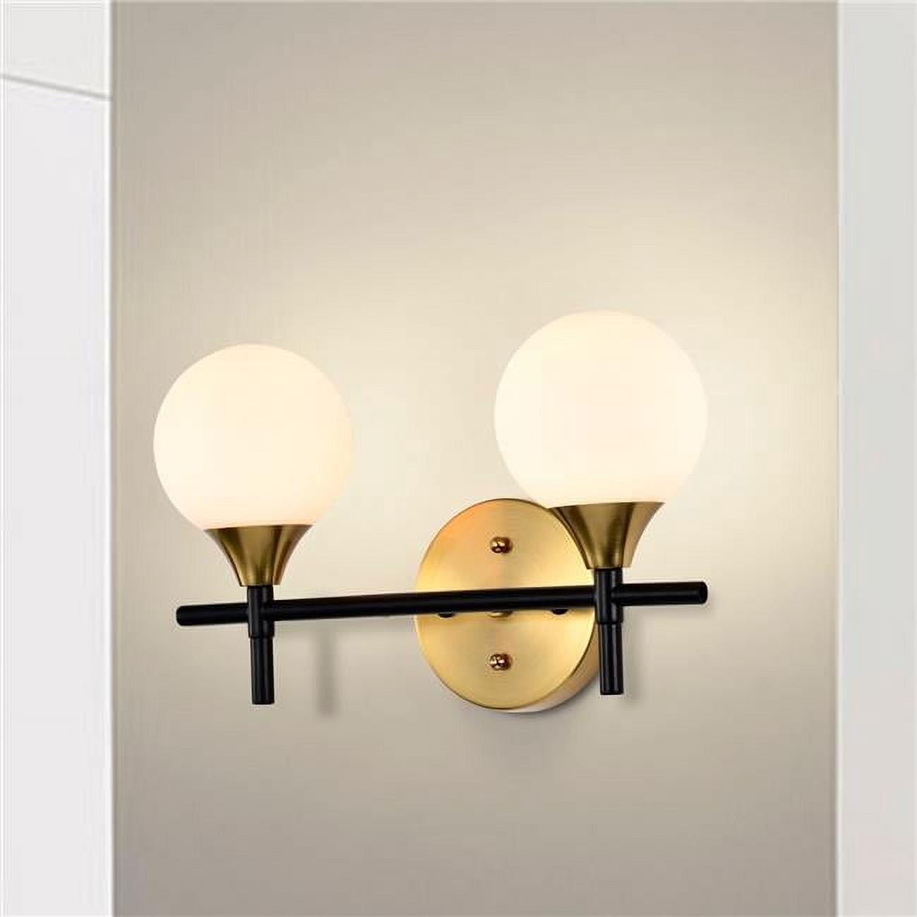 Trinity 14 in. 2-Light Indoor Matte Black and Brass Finish Wall Sconce with Light Kit