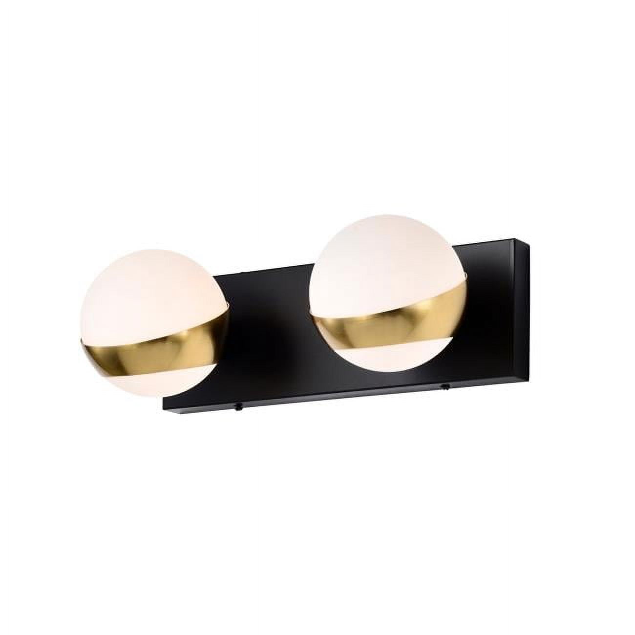 Duo 14 in. 2-Light Indoor Matte Black and Matte Gold Finish Wall Sconce with Light Kit