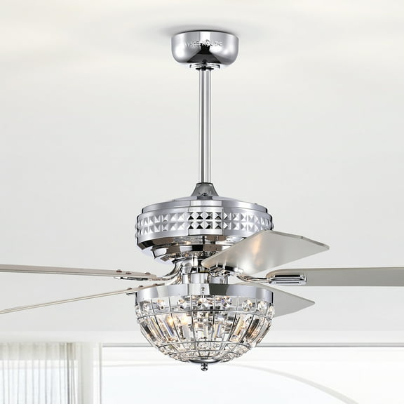 Warehouse of Tiffany AY01Y01CR Alora 52 in. 3-Light Indoor Polished Chrome Finish Ceiling Fan with Light Kit