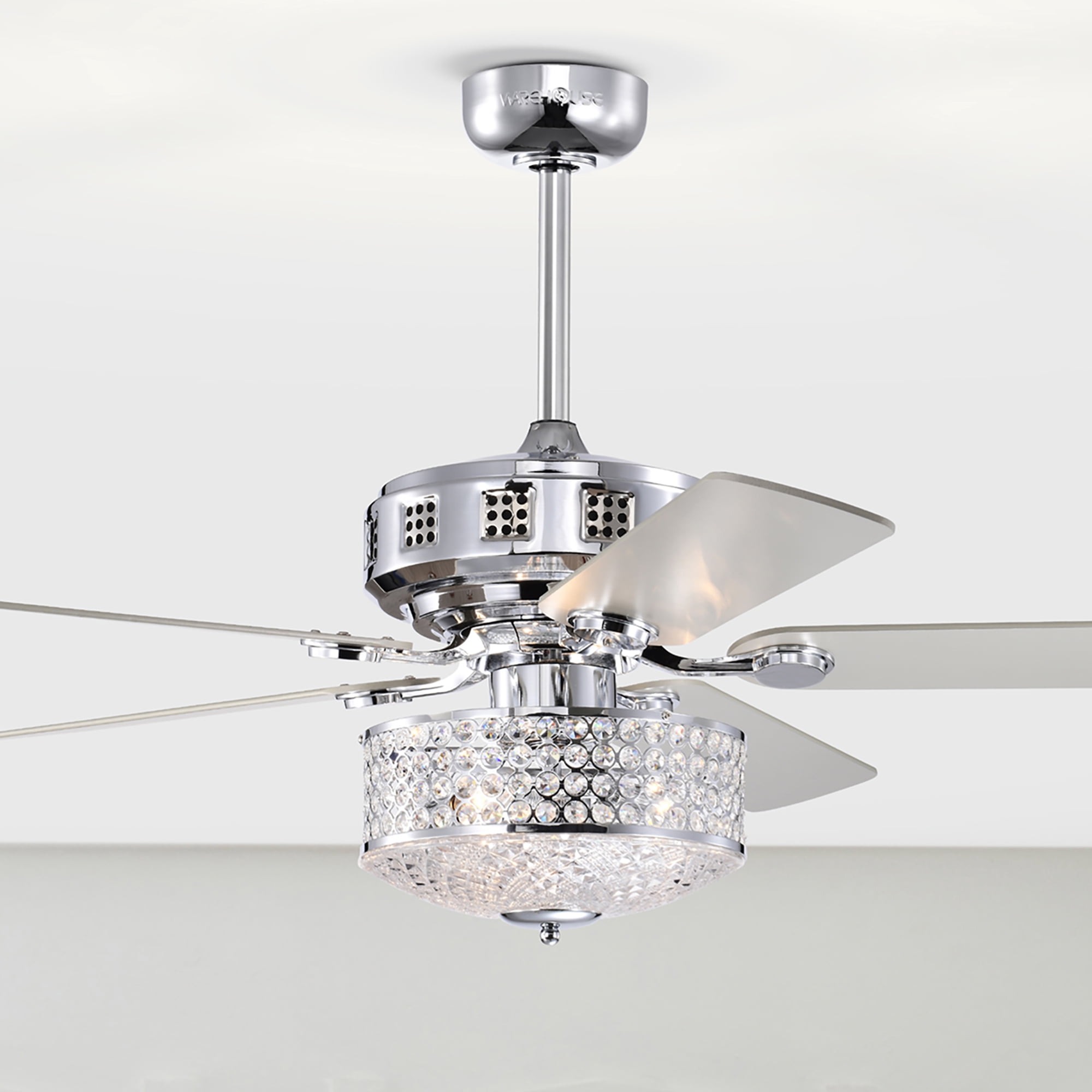 Warehouse of Tiffany AY16Y16CR Callen 52 in. 3-Light Indoor Chrome Finish Ceiling Fan with Light Kit