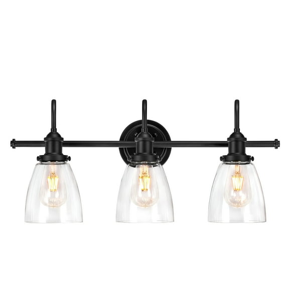 Warehouse of Tiffany Aester Matte Black 3-Light Cone Glass Shade Wall Sconce